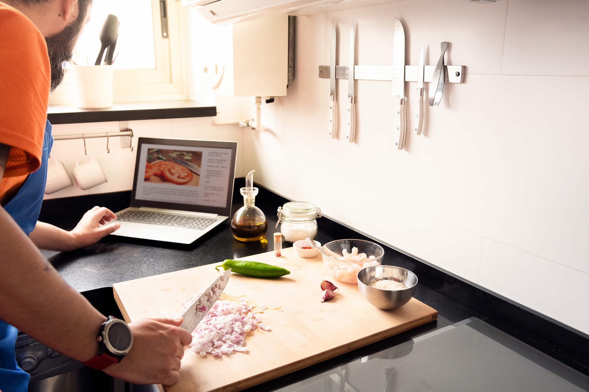 Cozy studio kitchen workspace with modern tools